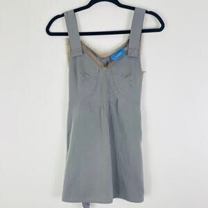 Simply Vera by Vera Wang Gray Blouse Tie Back Tank with Fringe Trim size Small